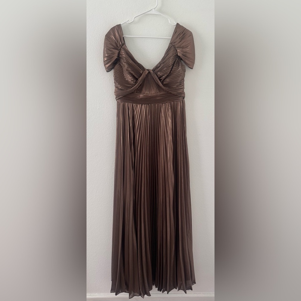Antonio Melani Zaira Chiffon Evening Dress Metallic Empire Waist Pleats NWT 6